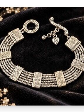 Brighton Retired French Quarter 7-Strand Silver Tone Toggle Bracelet